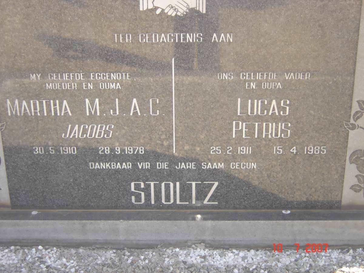 STOLTZ Lucas Petrus 1911-1985 &amp; Martha M.J.A.C. JACOBS 1910-1978