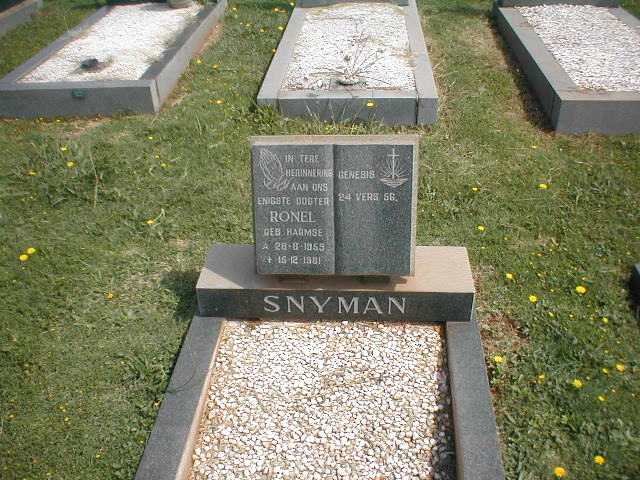 SNYMAN Ronel nee HARMSE 1959-1981