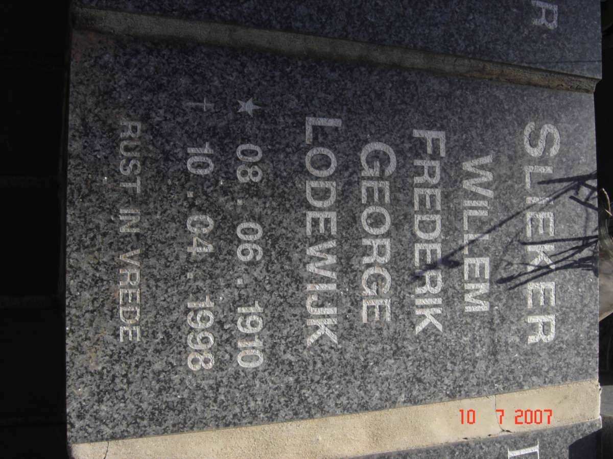 SLIEKER Willem Frederik George Lodewijk 1910-1998