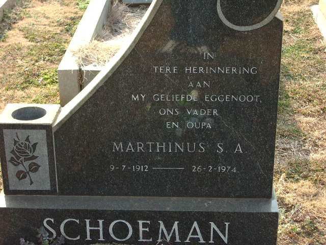 SCHOEMAN Marthinus S.A. 1912-1974