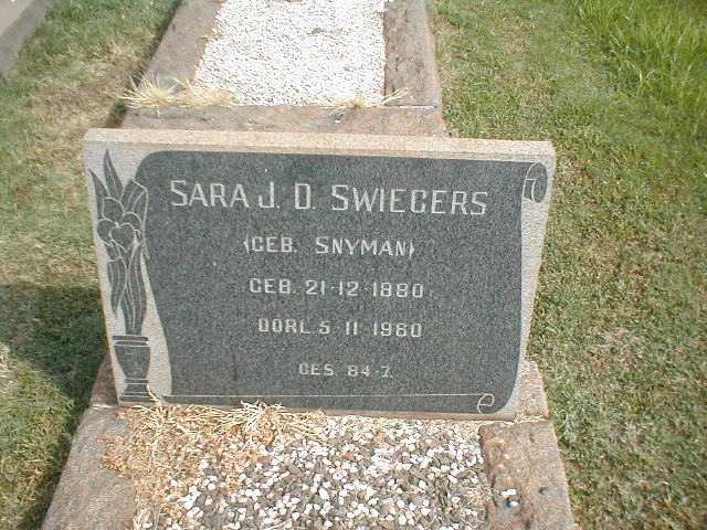 SWIEGERS Sara J.D. nee SNYMAN 1880-1960