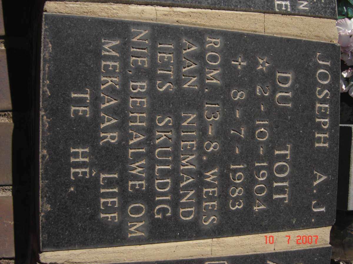 TOIT Joseph A.J., du 1904-1983