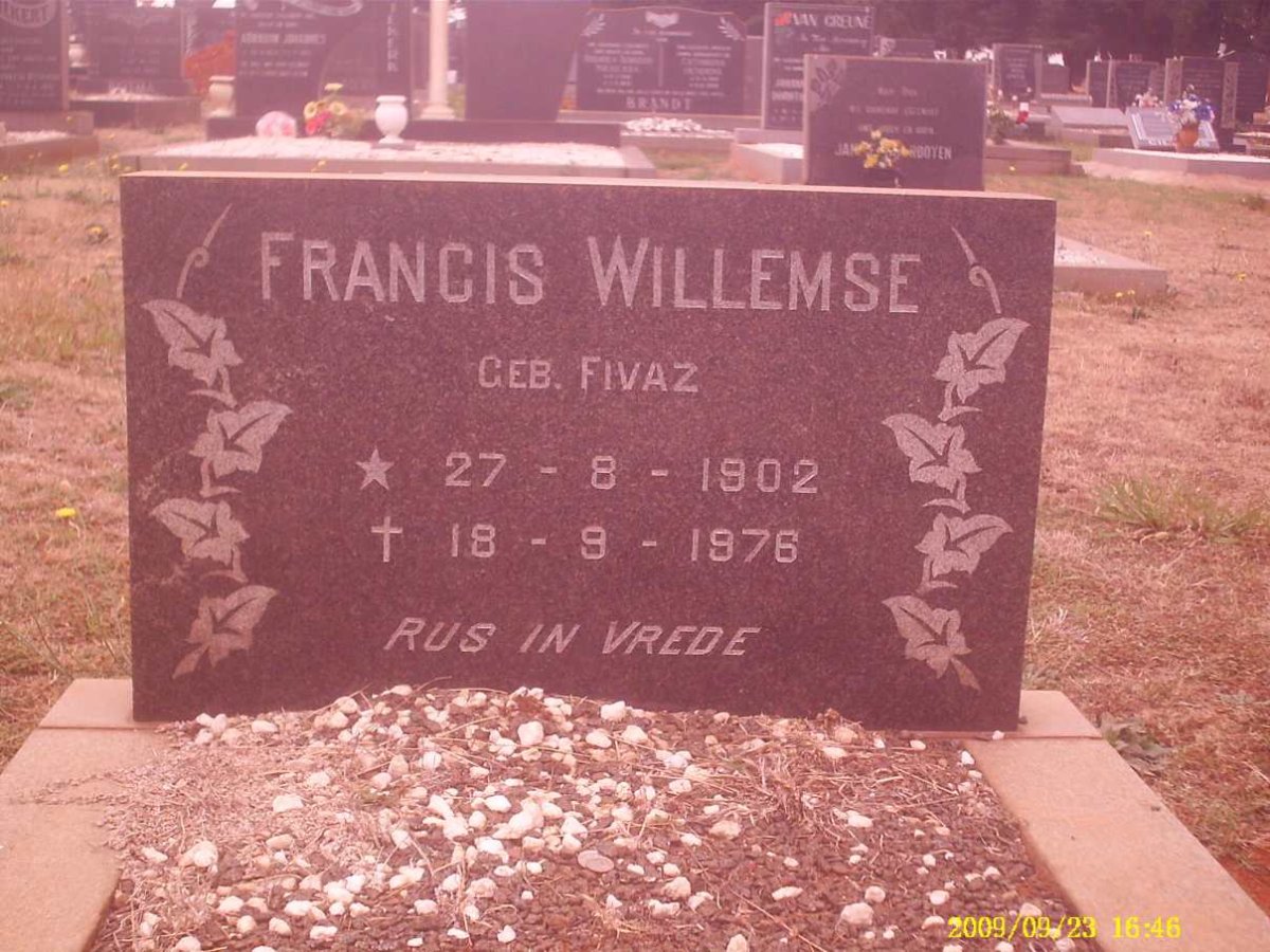 WILLEMSE Francis nee FIVAZ 1902-1976