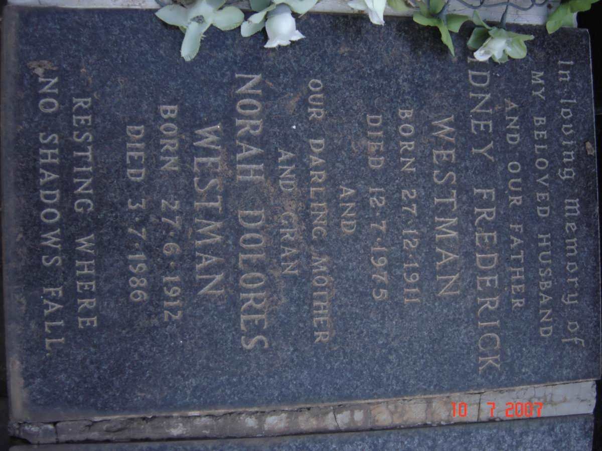 WESTMAN Sidney Frederick 1911-1975 &amp; Norah Delores 1912-1986
