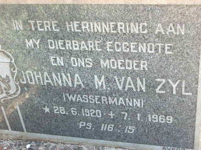 ZYL Johanna M., van geb. WASSERMAN 1920-1969