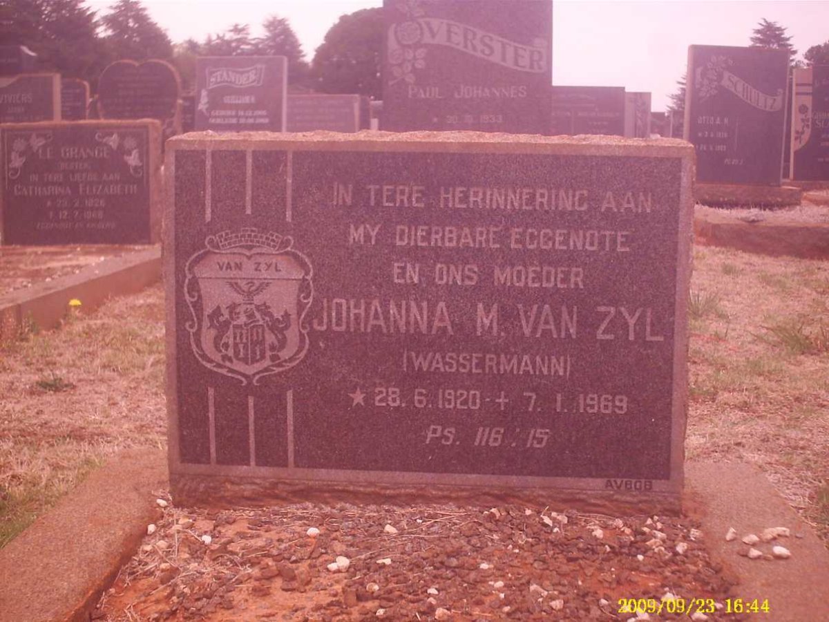 ZYL Johanna M., van nee WASSERMANN 1920-1969