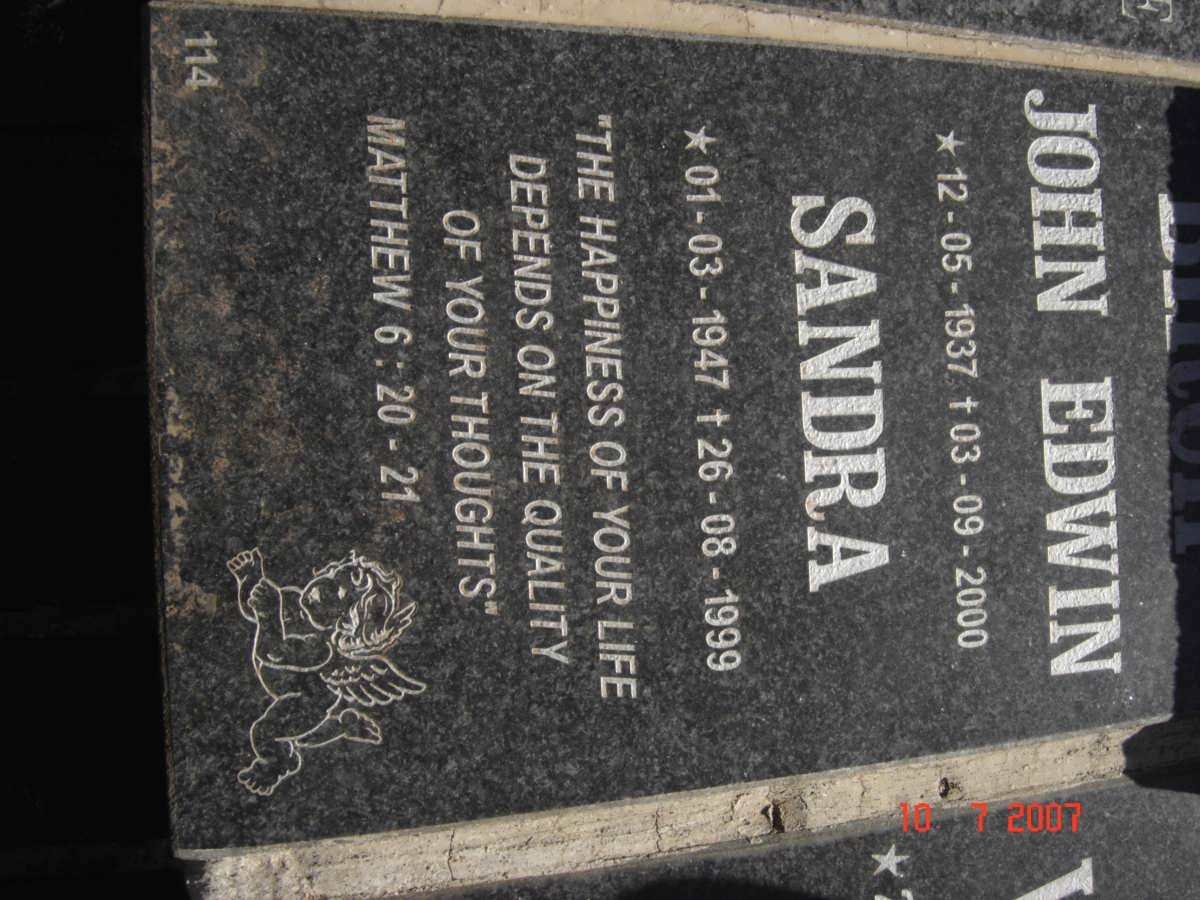 ? John Edwin 1937-2000 &amp; Sandra 1947-1999