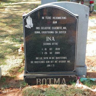 BOTHMA Ina nee OTTO 1939-2009