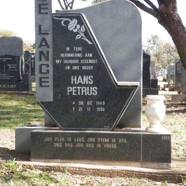 LANGE Hans Petrus, de 1949-1996