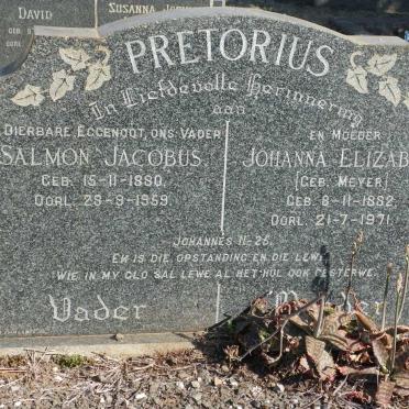PRETORIUS Salmon Jacobus 1880-1959 &amp; Johanna Elizabeth Meyer 1882-1971
