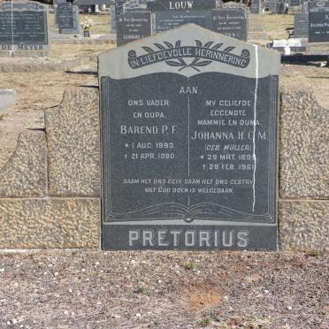 PRETORIUS Barend P.F. 1893-1980 &amp; Johanna H.C.M. Muller 1898-1961