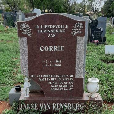RENSBURG Corrie, Janse van 1945-2010