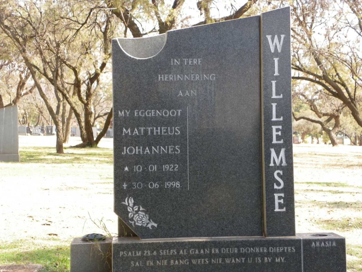 WILLEMSE Mattheus Johannes 1922-1998