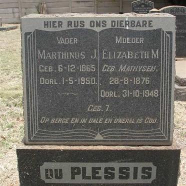 PLESSIS Marthinus J., du 1865-1950 &amp; Elizabeth M. MATHYSEN  1876-1948