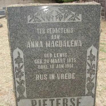PIETERSE Anna Magdalena nee LEWIS 1875-1951