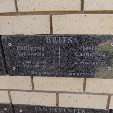 BRITS Philippus Johannes 1940-2015 &amp; Hester Catherina 1944-