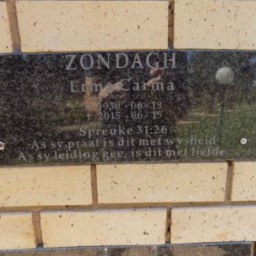 ZONDAGH Erma Carma 1930-2015
