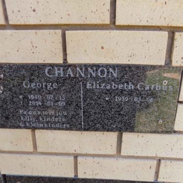 CHANNON George 1940-2014 &amp; Elizabeth Carbus 1939-