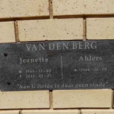 BERG Ahlers, van den 1946- &amp; Jeanette 1945-2015