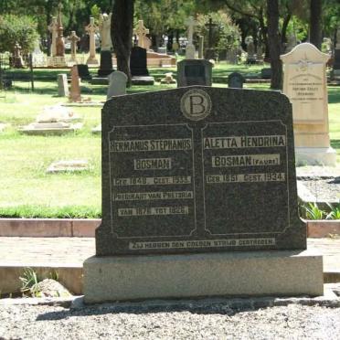 BOSMAN Hermanus Stephanus 1848-1933 &amp; Aletta Hendrina FAURE 1851-1934