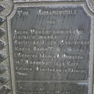 BOSHOFF Gertruida J, van Goeverden Keeve nee MOCKE 1845-1902