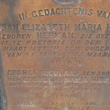 HIPPERT Susan Elizabeth Maria nee HERMAN -1877