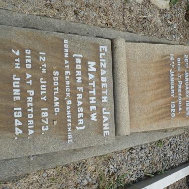 MATTHEW John 1864-1920 &amp; Elizabeth Jane FRASER 1873-1944