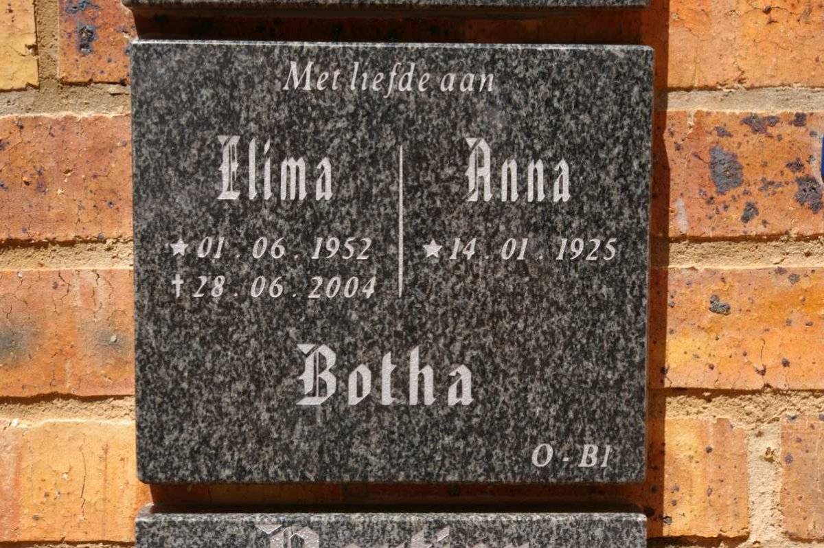 BOTHA Anna 1925- :: BOTHA Elima 1952-2004