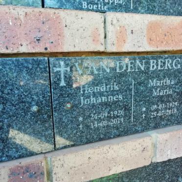 BERG Hendrik Johannes, van den 1926-2011 &amp; Martha Maria 1929-2018