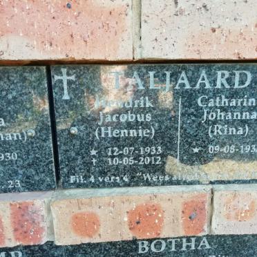 TALJAARD Hendrik Jacobus 1933-2012 &amp; Catharina Johanna 1933-