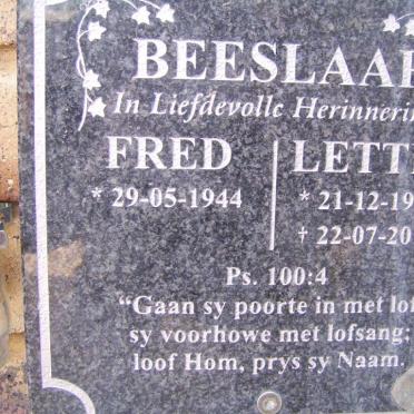 BEESLAAR Fred 1944- &amp; Lettie 1945-2012