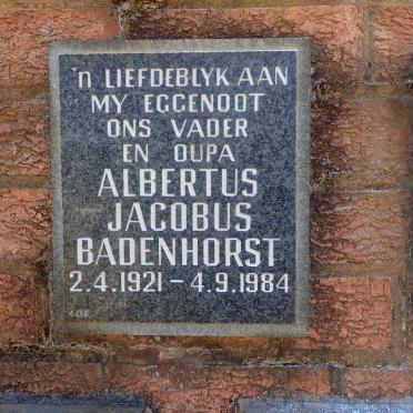 BADENHORST Albertus Jacobus 1921-1984