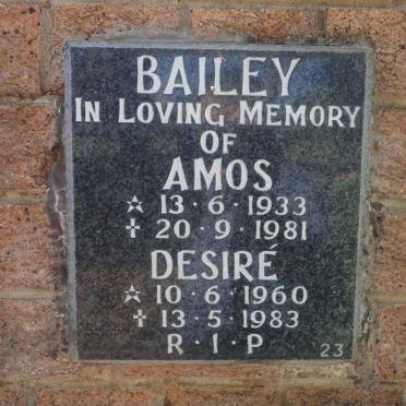BAILEY Amos 1933-1981 :: BAILEY Desire 1960-1983
