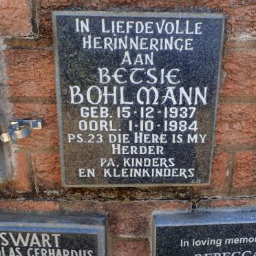 BOHLMANN Betsie 1937-1984