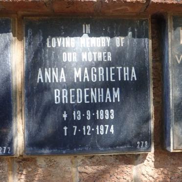 BREDENHAM Anna Magrietha 1893-1974