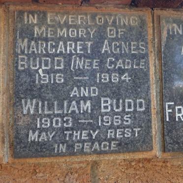 BUDD William 1903-1965 &amp; Margaret Agnes CADLE 1916-1964