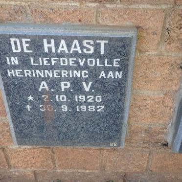HAAST A.P.V., de 1920-1982