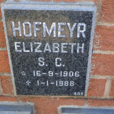 HOFMEYR Elizabeth S.C. 1906-1988