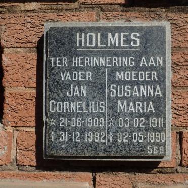 HOLMES Jan Cornelius 1909-1992 &amp; Susanna Maria 1911-1990