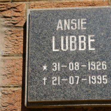LUBBE Ansie 1926-1995