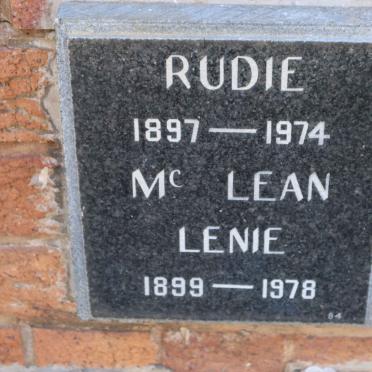 MCLEAN Rudie 1897-1974 &amp; Lenie 1899-1978