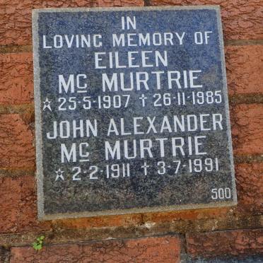MCMURTRIE John Alexander 1911-1991 &amp; Eileen 1907-1985
