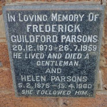 PARSONS Frederick Guildford 1873-1959 &amp; Helen 1875-1960