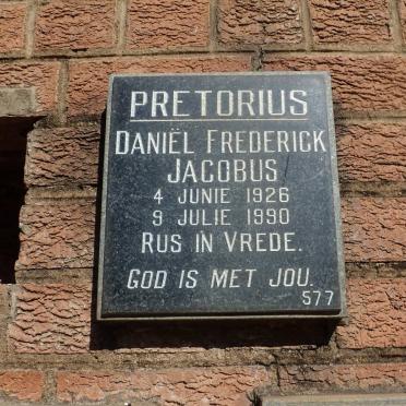 PRETORIUS Daniël Frederick Jacobus 1926-1990