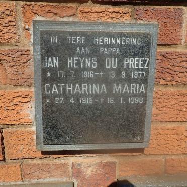 PREEZ Jan Heyns, du 1916-1977 &amp; Catharina Maria 1915-1998