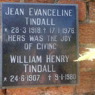 TINDALL William Henry 1907-1980 &amp; Jean Evangaline 1918-1976