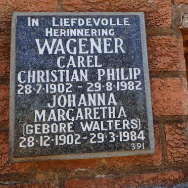 WAGENER Carel Christian Philip 1902-1982 &amp; Johanna Margaretha WALTERS 1902-1984