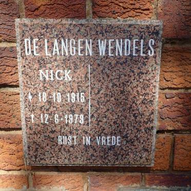 WENDELS Nick, DE LANGEN- 1915-1979