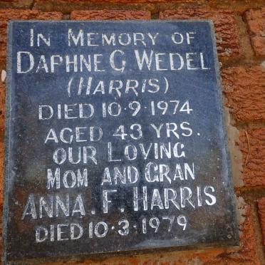 WEDEL Daphne G. nee HARRIS -1974 :: HARRIS Anna F. -1979
