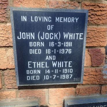 WHITE John 1911-1976 &amp; Ethel 1910-1987